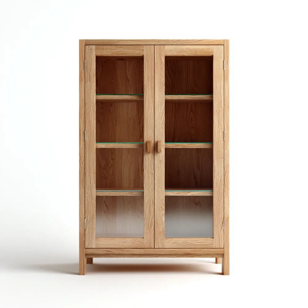 Credenza in Quercia con Ante in Vetro – 120x40x180 cm