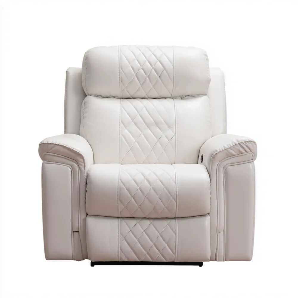 Poltrona Reclinabile in Pelle 95x100x105 cm - Bianco