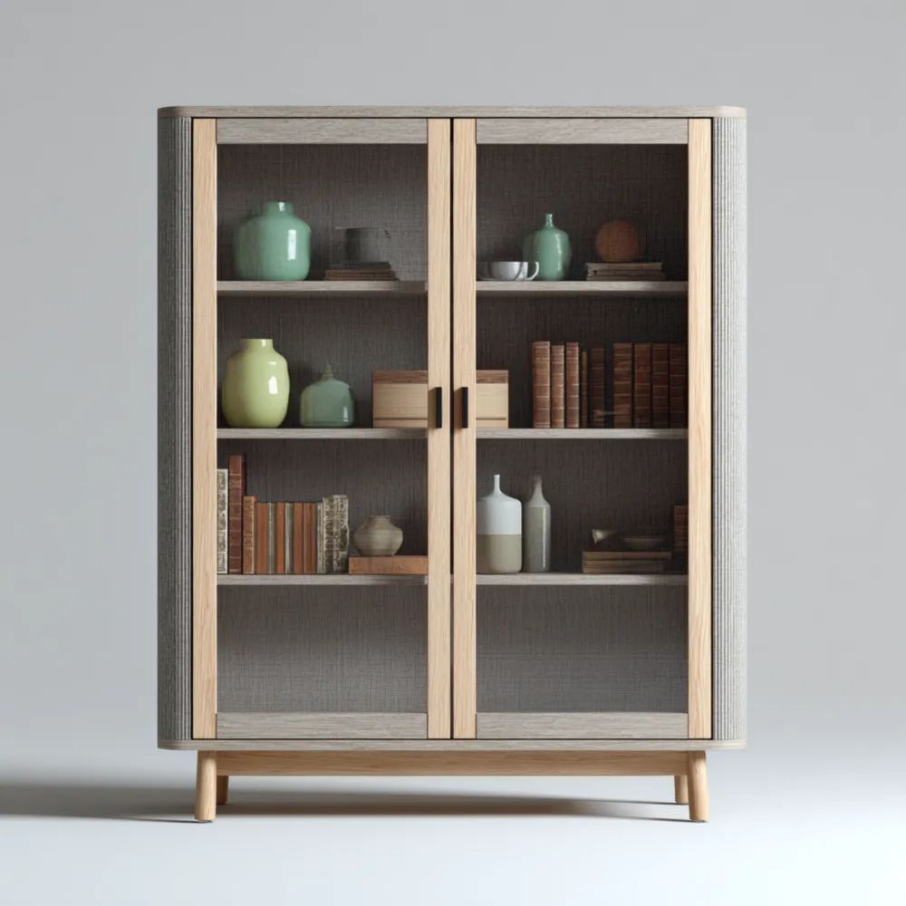 Vetrina in Legno 120x40x180 cm con Porte in Vetro - Design Moderno