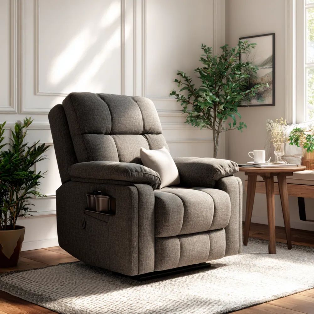 Poltrona reclinabile Tessuto imbottito 90x85x100 cm - Grigio - Design ergonomico