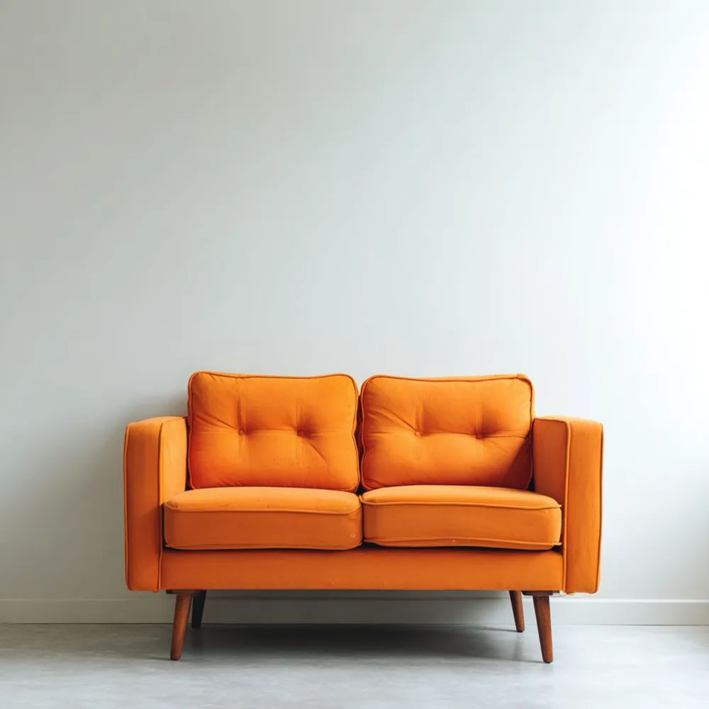 Divano a due posti in tessuto Arancione 160x85x75 cm - Design moderno