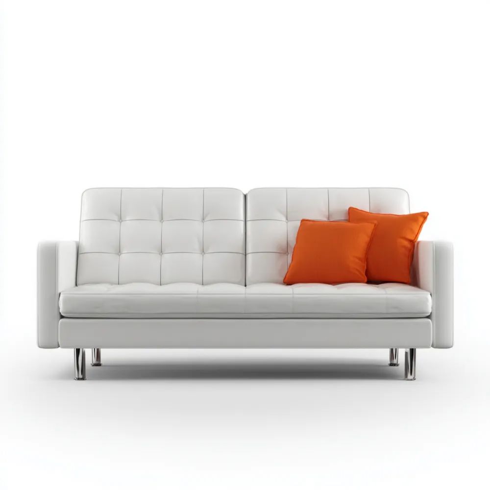 Divano a due posti in pelle 180x90x85 cm – Bianco e Arancione – Design moderno