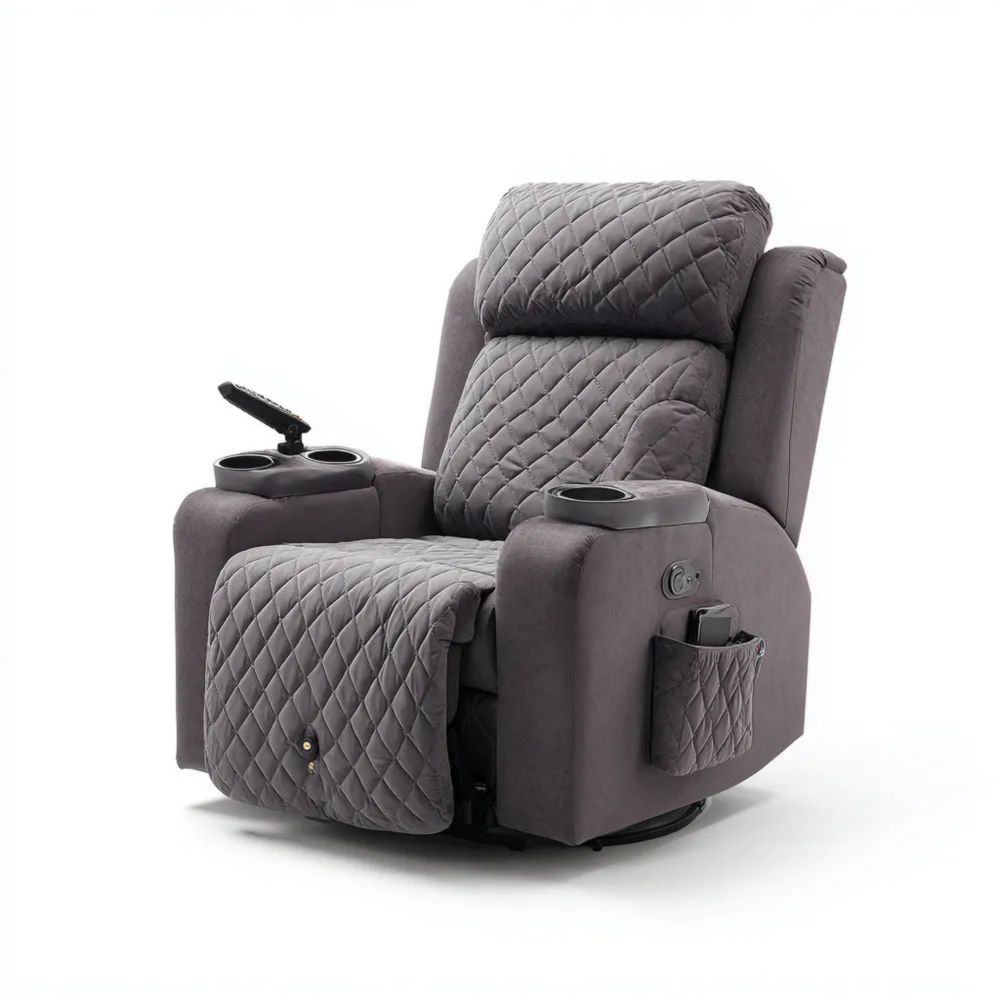 Poltrona Reclinabile Imbottita 90x100x110 cm - Grigio Scuro - Design Multifunzionale