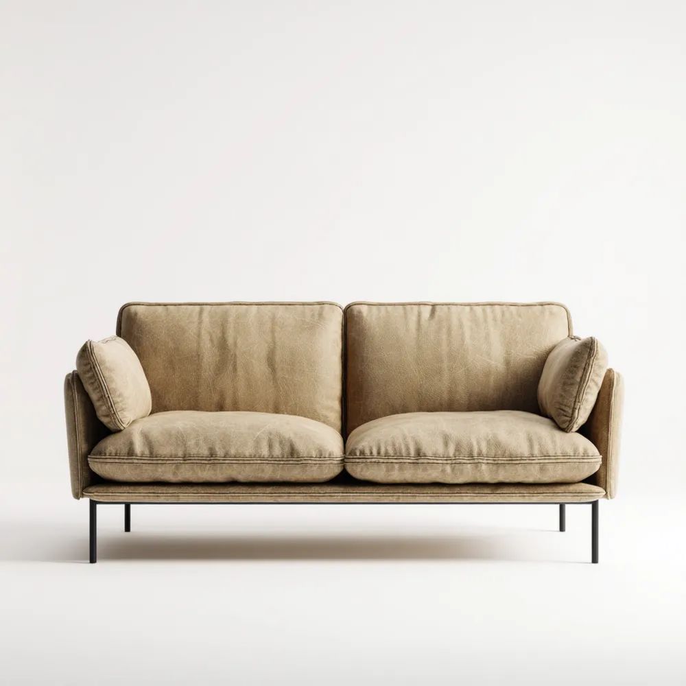 Divano a due posti in tessuto 150x85x80 cm – Beige – Design moderno