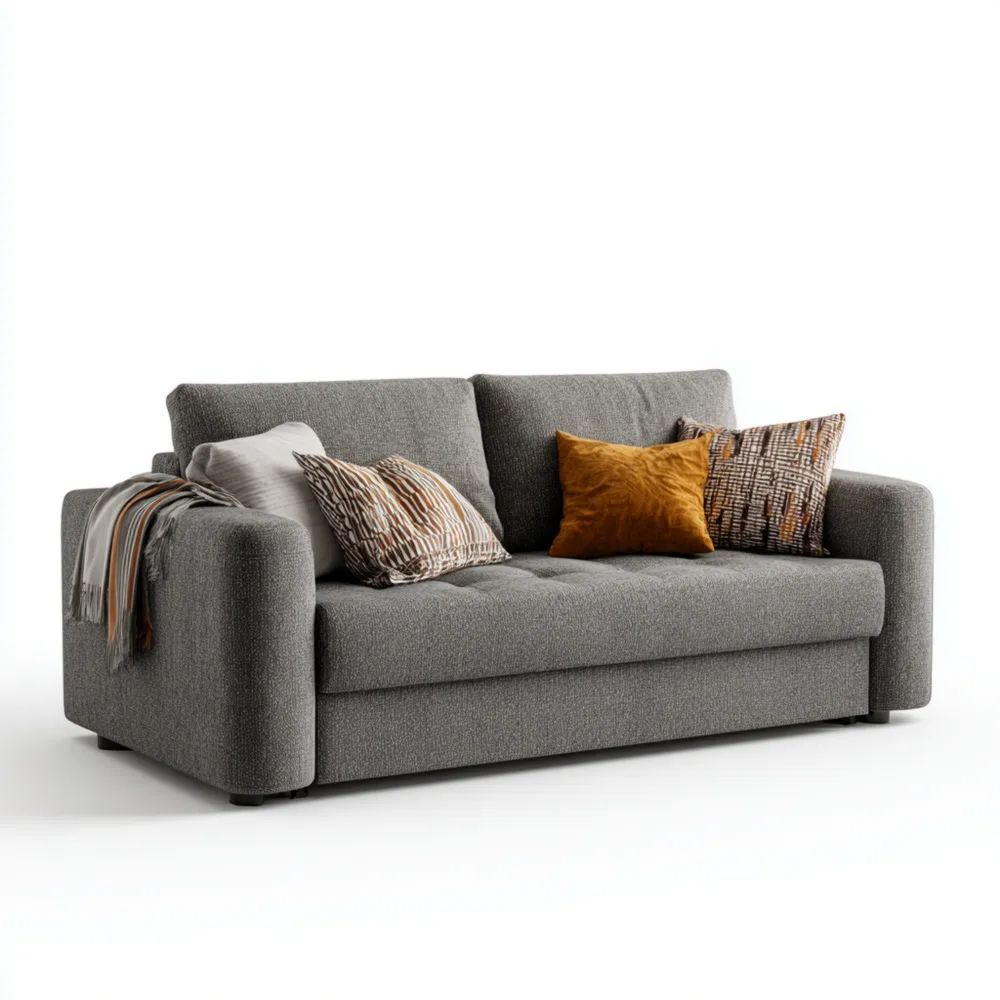 Divano a due posti 150x85x90 cm in tessuto - Grigio - Design Contemporaneo