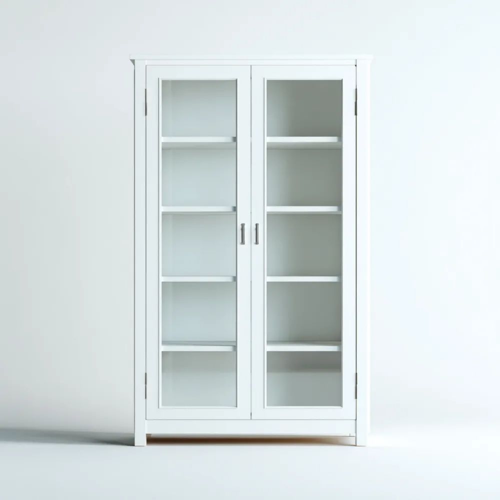 Vetrina in Legno con Ante in Vetro 90x40x180 cm - Bianco