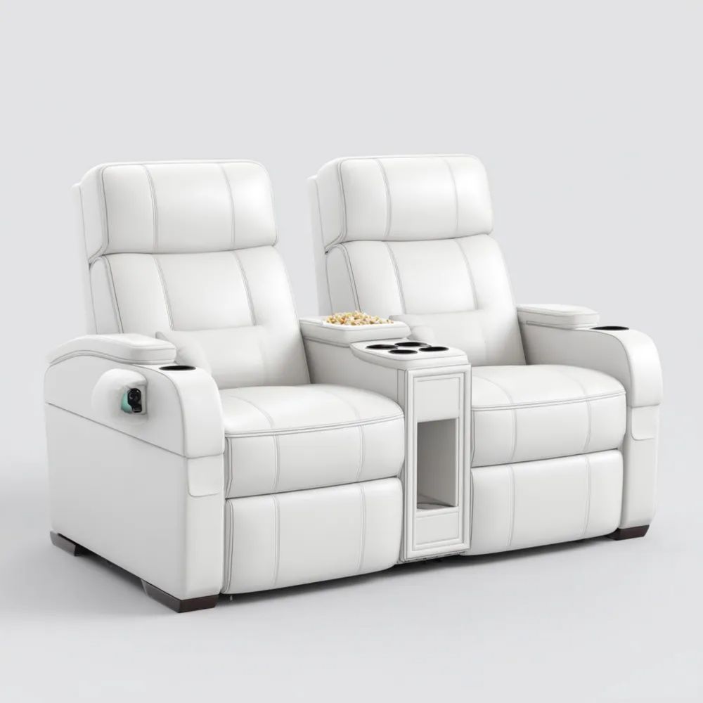 Divano a due posti in pelle 180x100x105 cm – Bianco – Design moderno