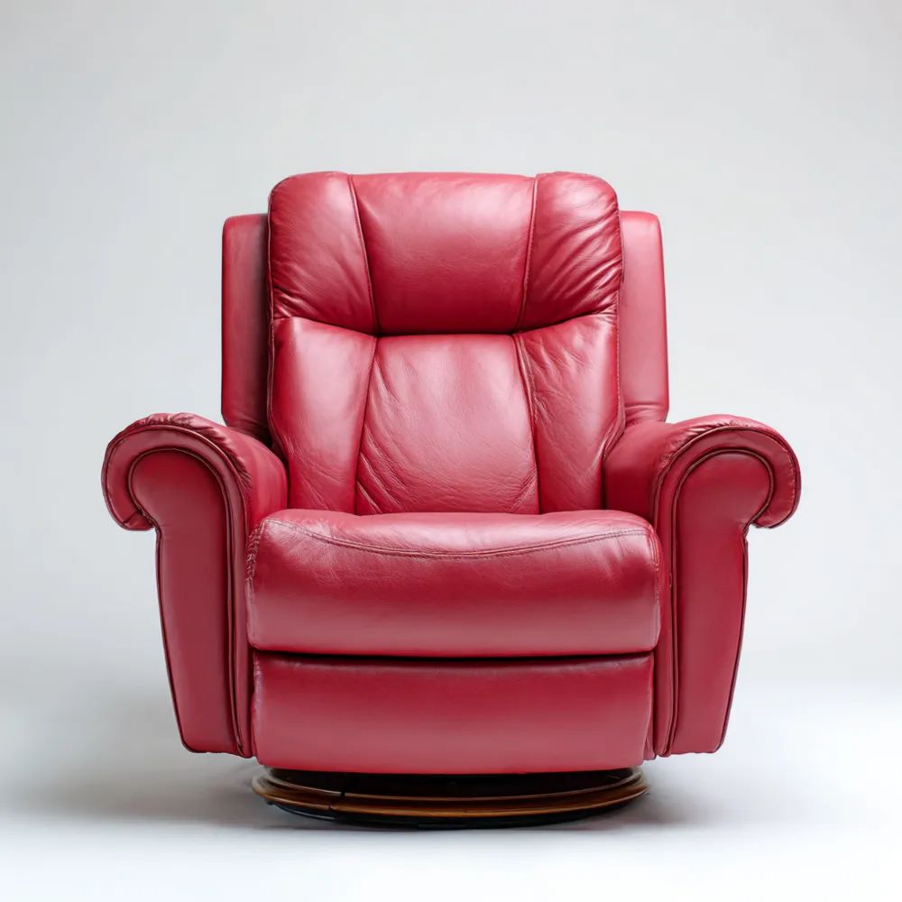 Poltrona Relax in Pelle 100x90x95 cm - Rosso - Design Classico