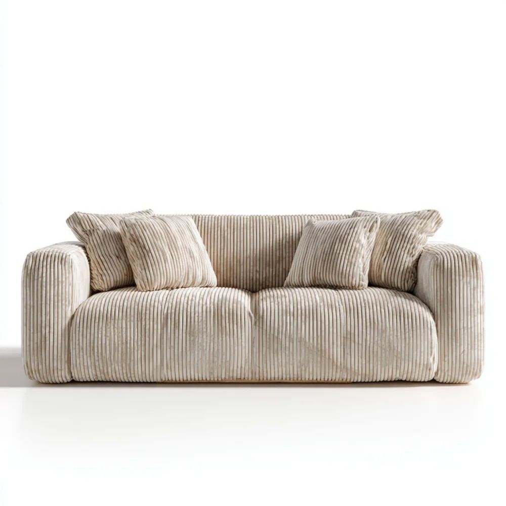 Divano a due posti in velluto a coste 180x90x85 cm - Beige chiaro - Design moderno