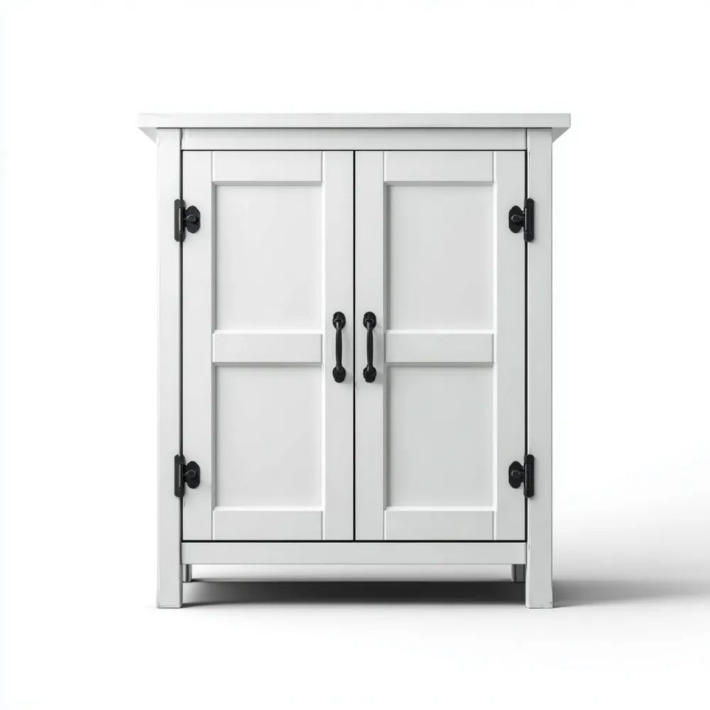 Credenza a Doppia Anta in Legno 80x40x90 cm - Bianco - Stile Contemporaneo