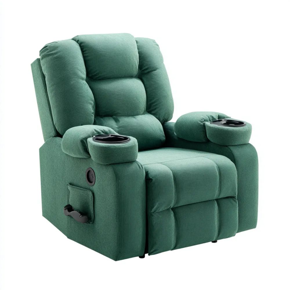 Poltrona Relax Imbottita Tessuto Verde 80x90x105 cm – Design Ergonomico