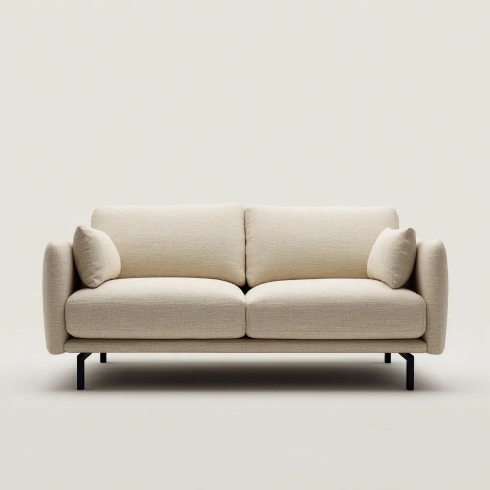 Divano a due posti in Tessuto 150x90x85 cm - Crema