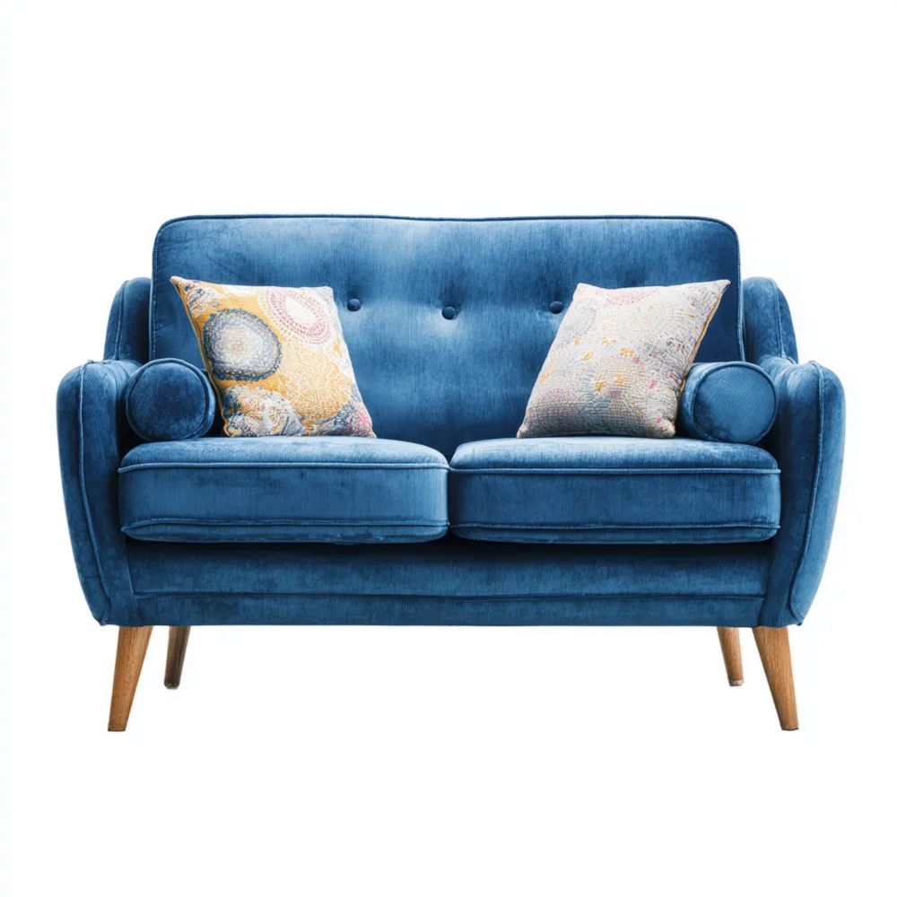 Divano a due posti in Velluto 150x85x90 cm - Blu - Design Retrò