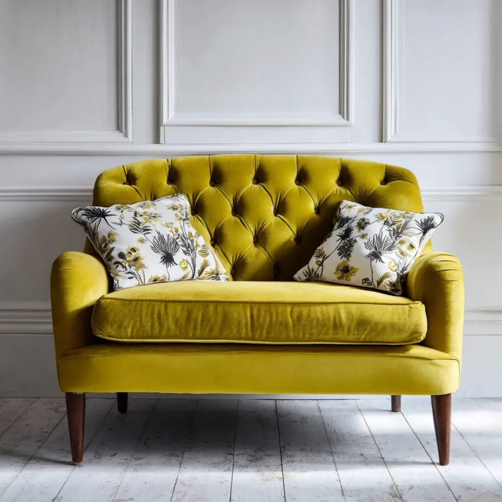 Divano a due posti in Velluto 150x85x90 cm - Giallo Senape