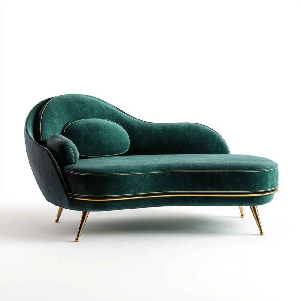 Divano chaise longue in velluto Verde 150x80x90 cm – Design elegante