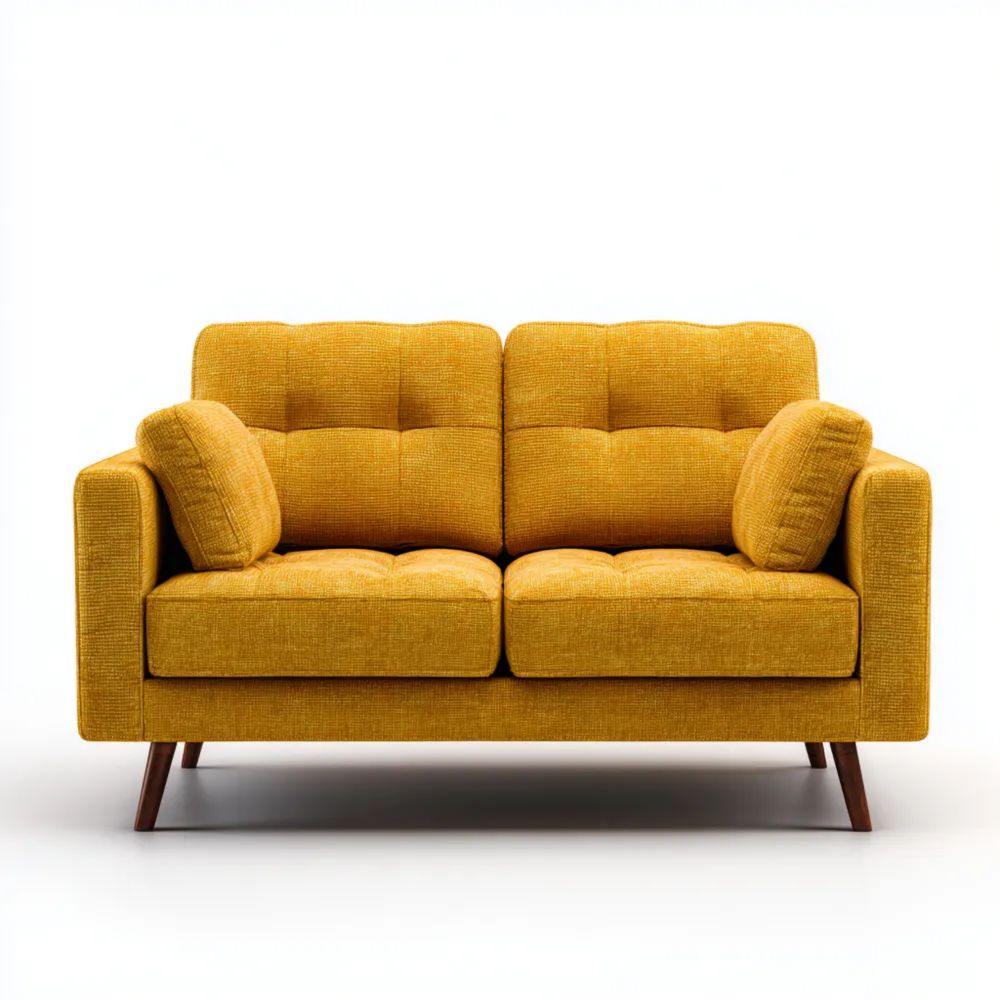 Divano a due posti in tessuto 150x85x90 cm - Senape - Design moderno