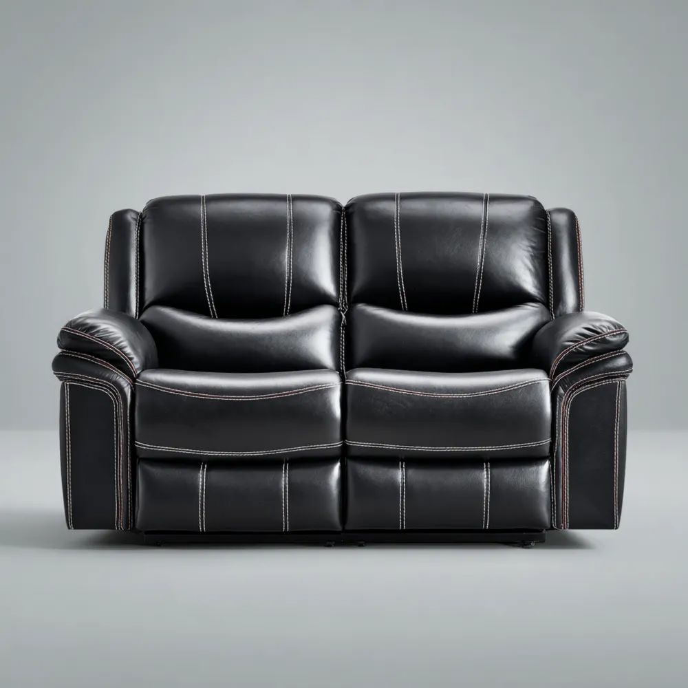 Divano a due posti in pelle 150x90x100 cm - Nero - Design moderno