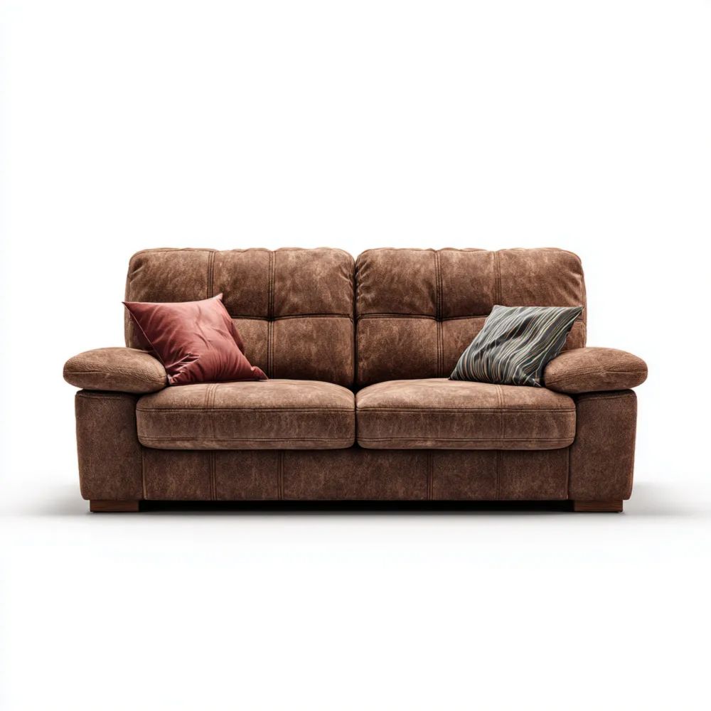 Divano a due posti 180x90x85 cm - Rivestimento in microfibra Marrone - Design classico