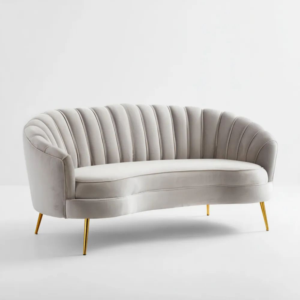 2-Sitzer-Sofa mit Samtbezug 180x85x75 cm – Hellgrau – Modernes Design