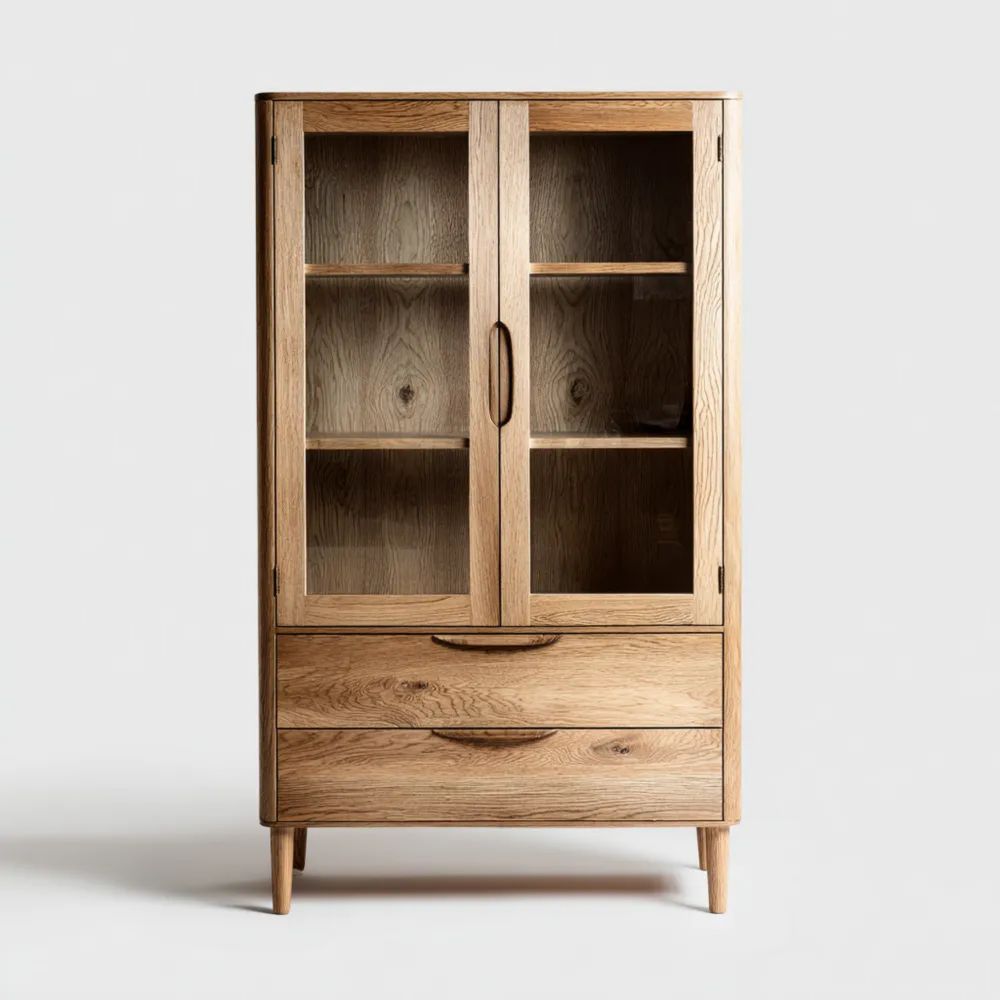 Vitrine Eichenholz 90x150x40 cm - Natur - Skandinavisches Design