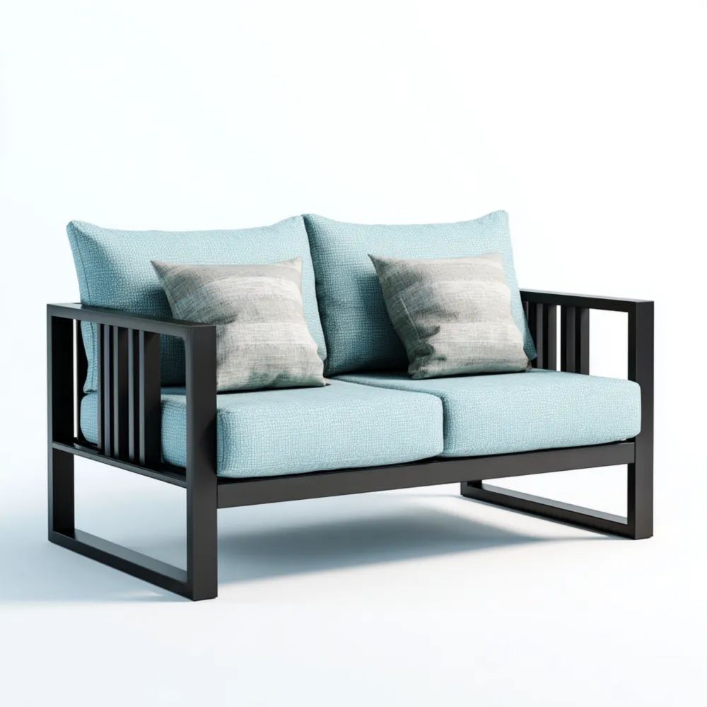 2-Sitzer-Sofa mit Metallrahmen 150x85x75 cm Hellblau – Modernes Design