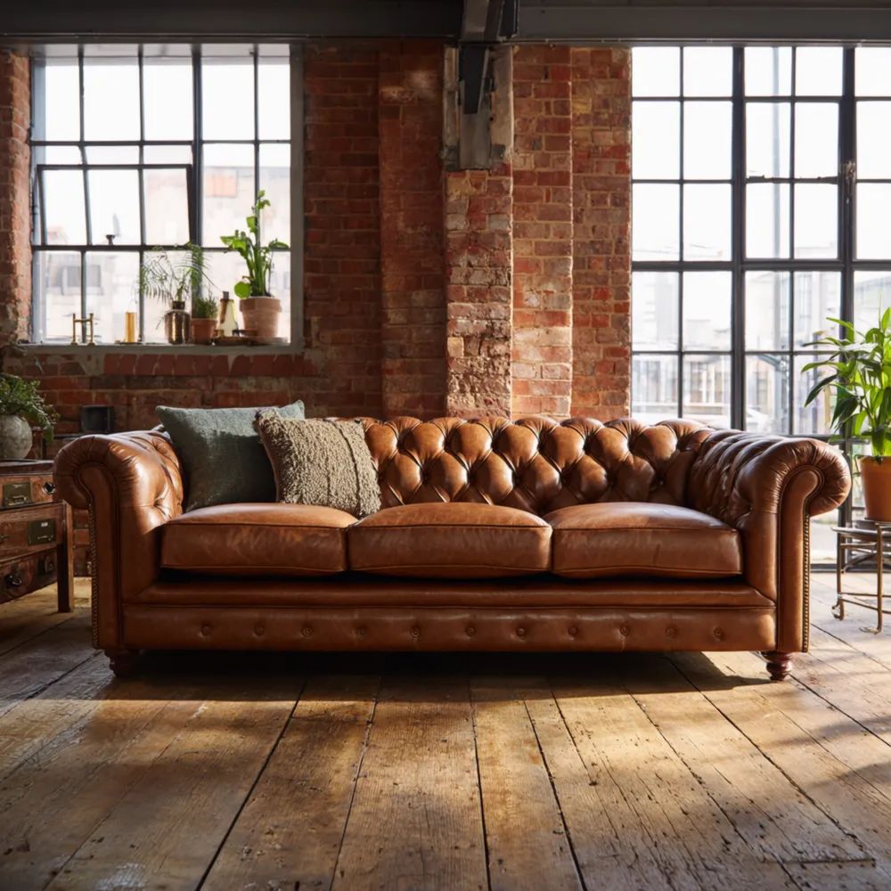 3-Sitzer Ledersofa 210x90x75 cm Vintage-Stil Braun