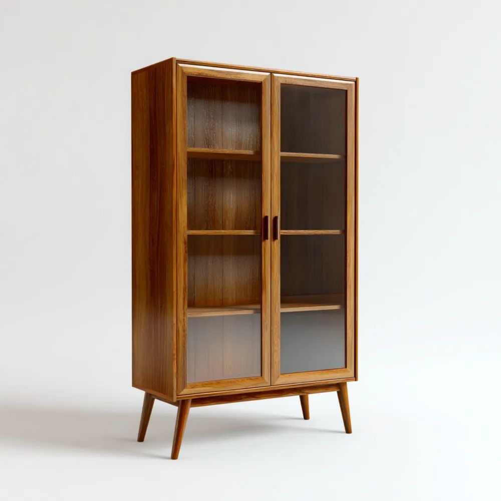 Vitrine Holz Glas 180x80x40 cm – Braun – Skandinavisches Design