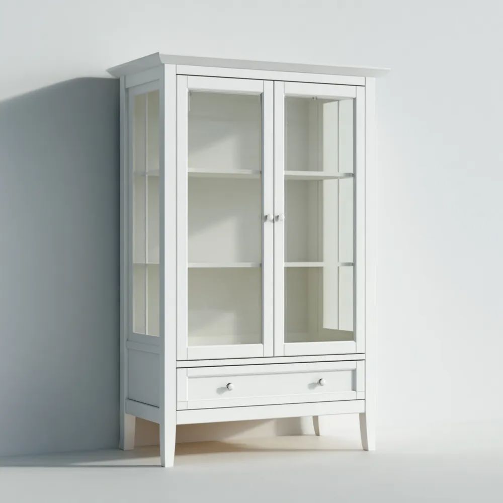 Vitrine Holz 120x40x200 cm - Weiß - Klassisches Design