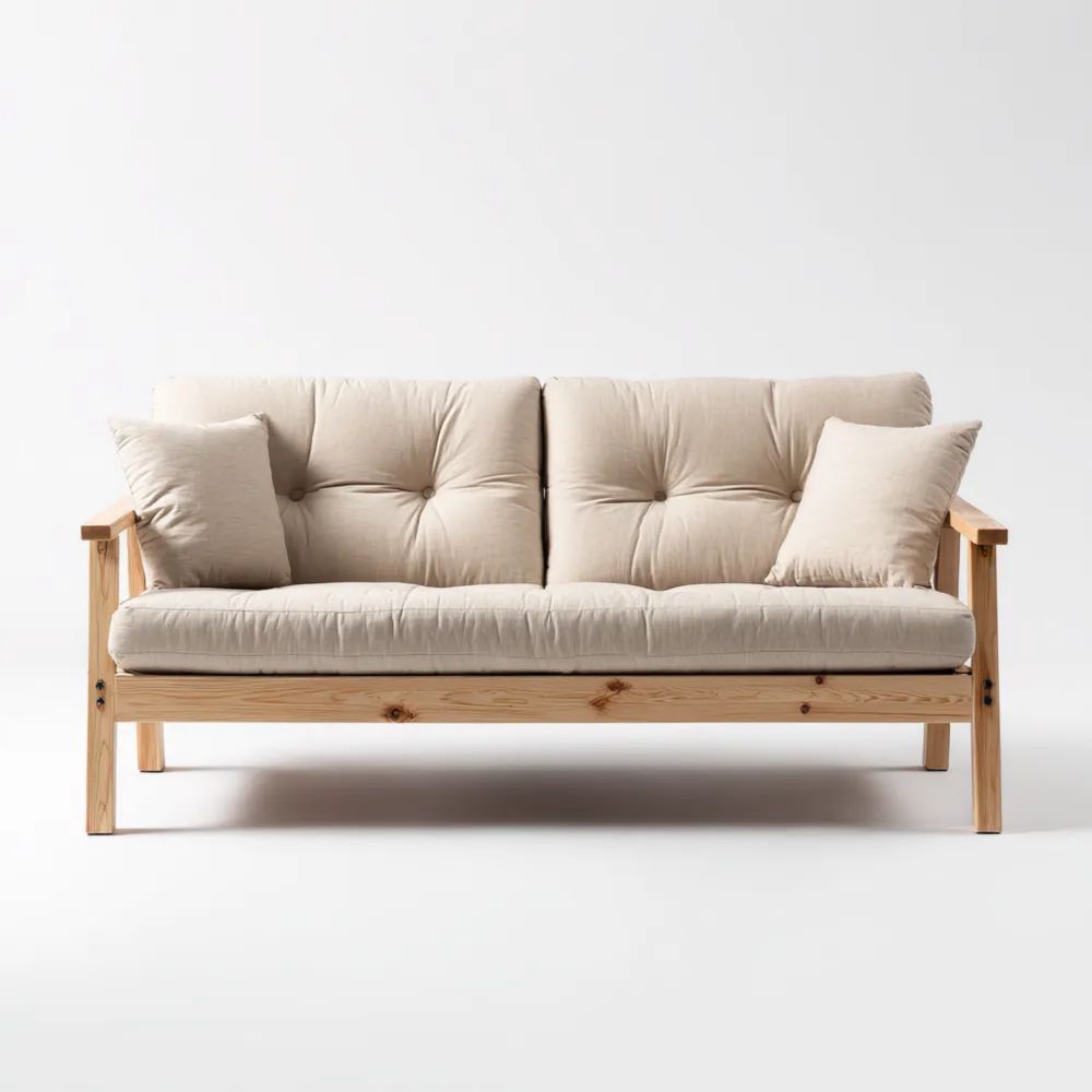 2-Sitzer-Sofa 150x85x75 cm Holz - Beige - Skandinavisches Design