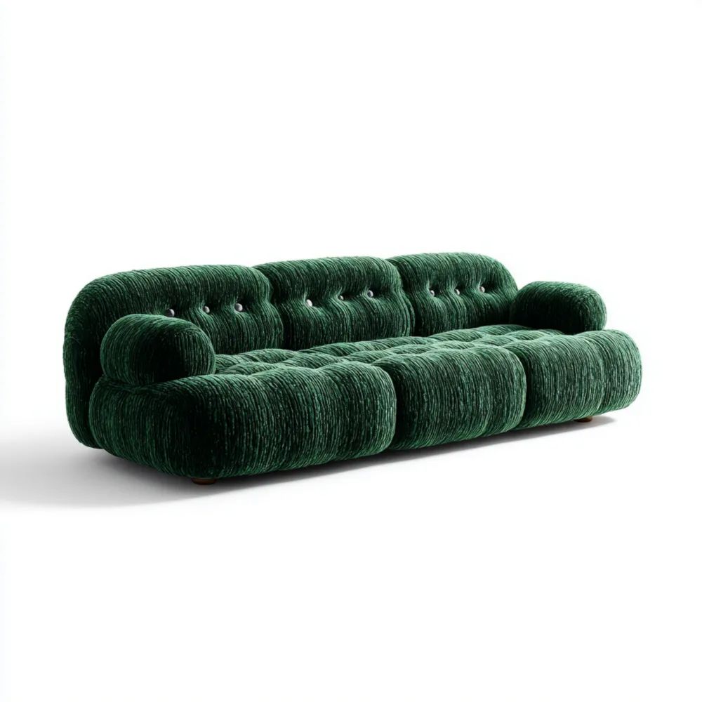 3-Sitzer-Sofa Samt 220x95x70 cm - Dunkelgrün - Modernes Design