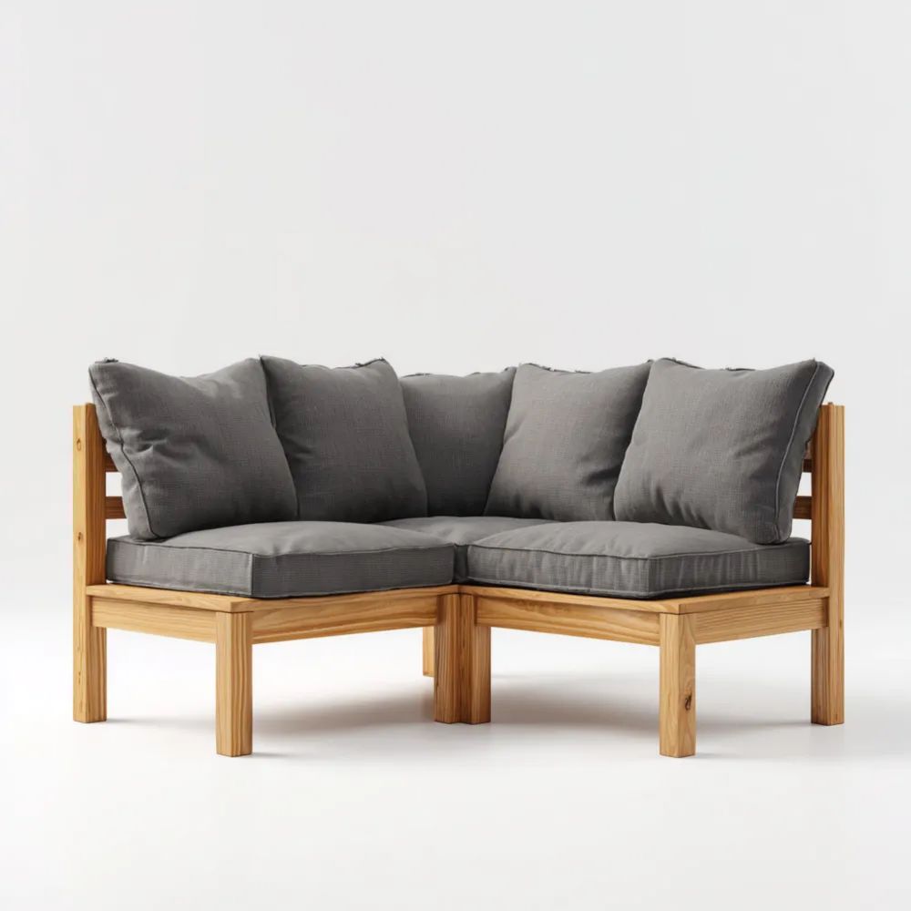 Garten-Ecksofa Holz 190x190x85 cm – Grau – Modernes Design