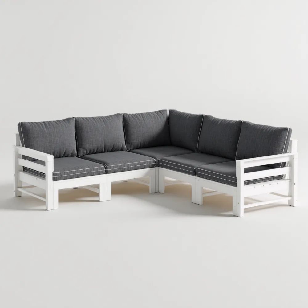 Garten-Ecksofa Set Holzrahmen Grau - 250x200x70 cm - Modernes Design