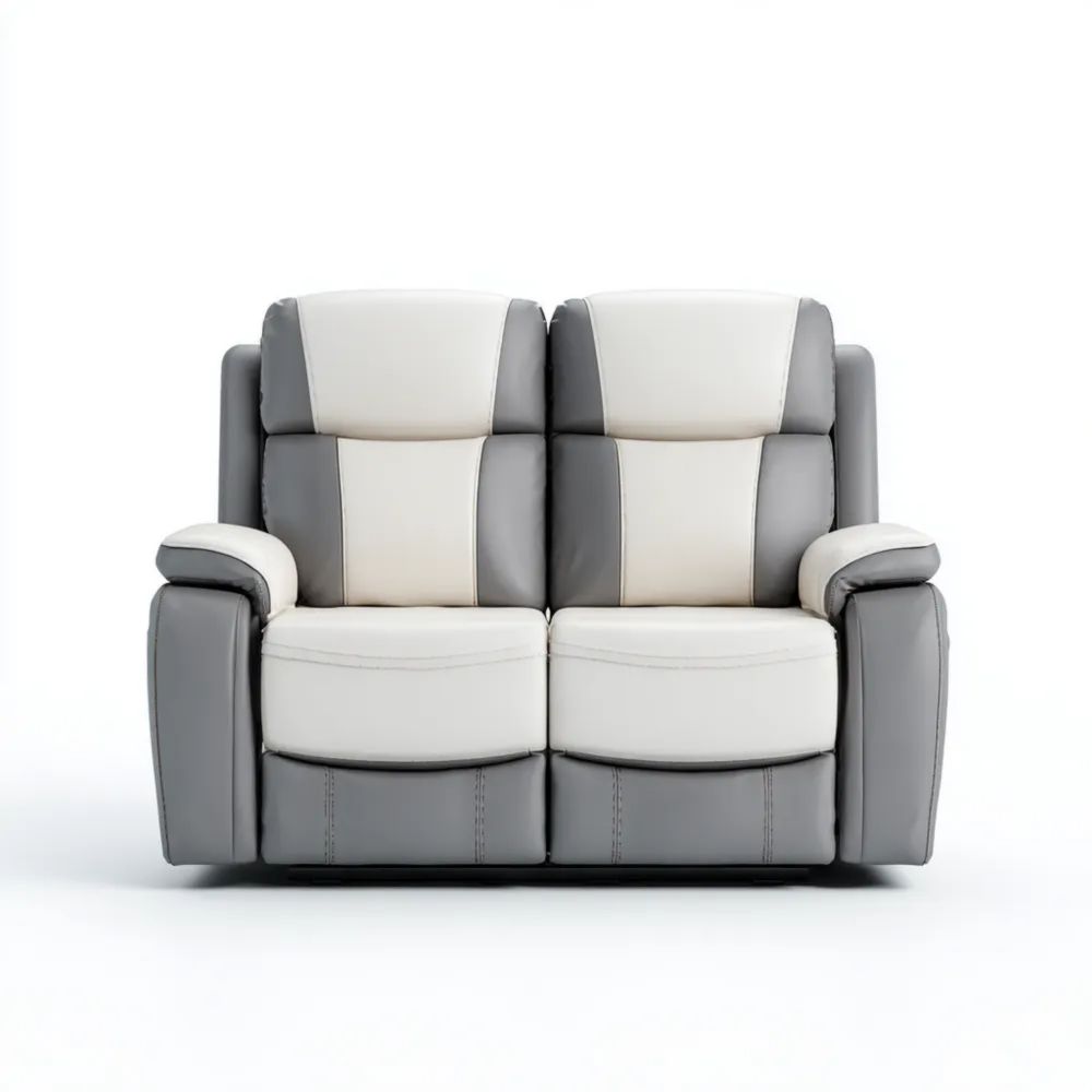 Divano a due posti in pelle sintetica 160x95x100 cm – Grigio/Bianco – Design moderno