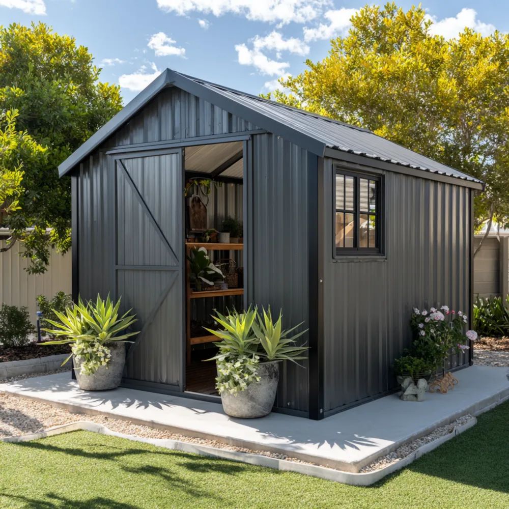 Casetta da giardino in metallo 3x2 x2,4 m - Grigio - Struttura robusta