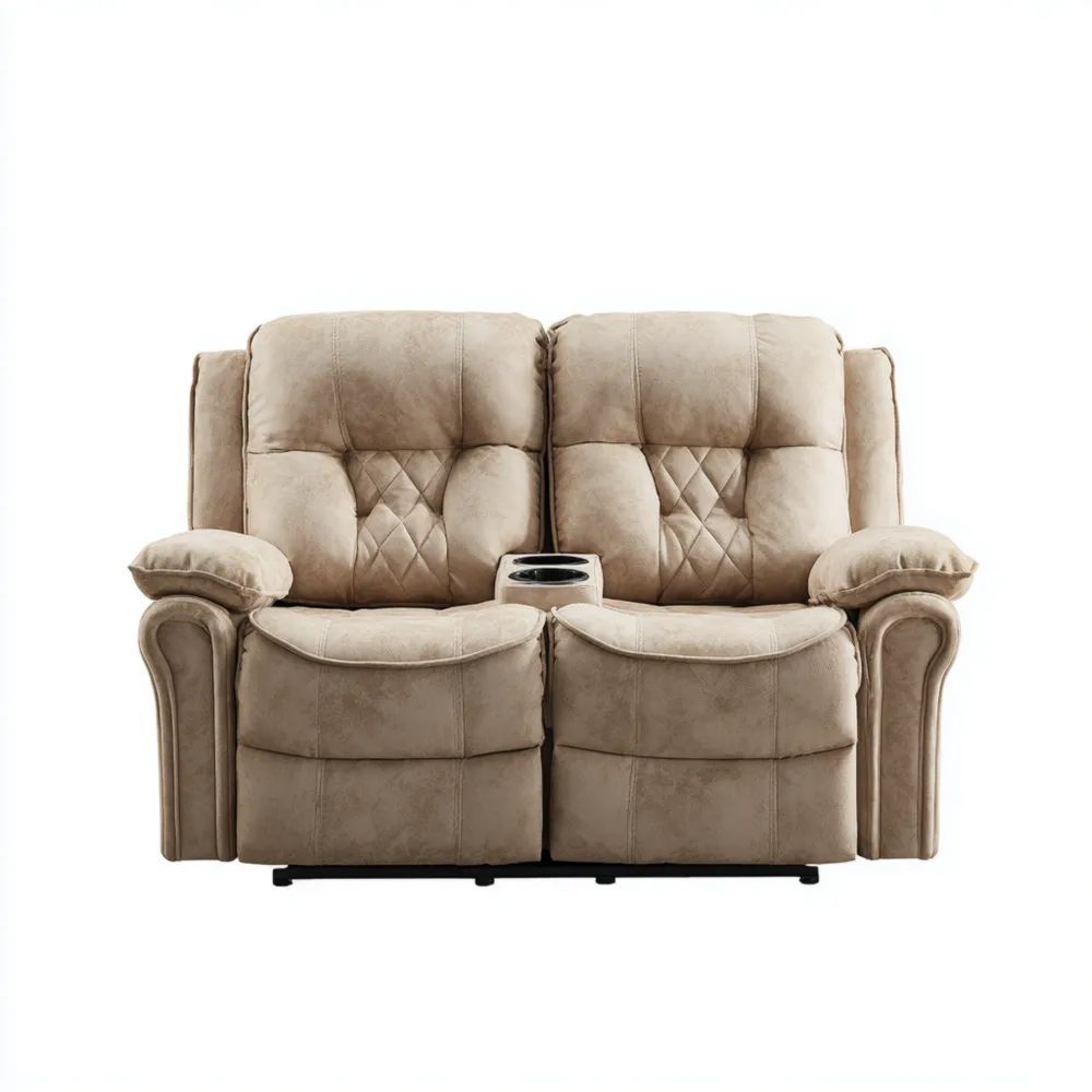 Divano a due posti reclinabile in tessuto 140x85x100 cm - Beige