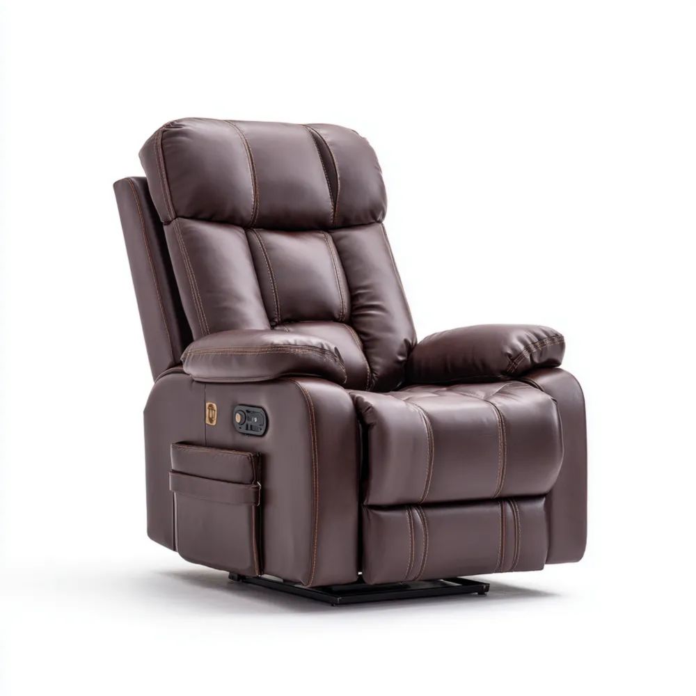 Poltrona reclinabile in pelle sintetica 75x90x100 cm - Marrone - Design Ergonomico