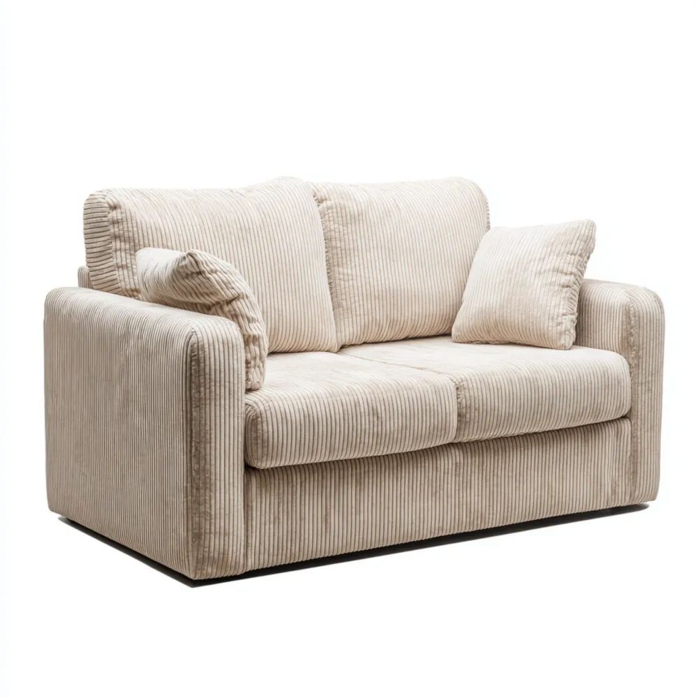 Divano a due posti in velluto a coste 150x85x90 cm - Beige - Design Moderno