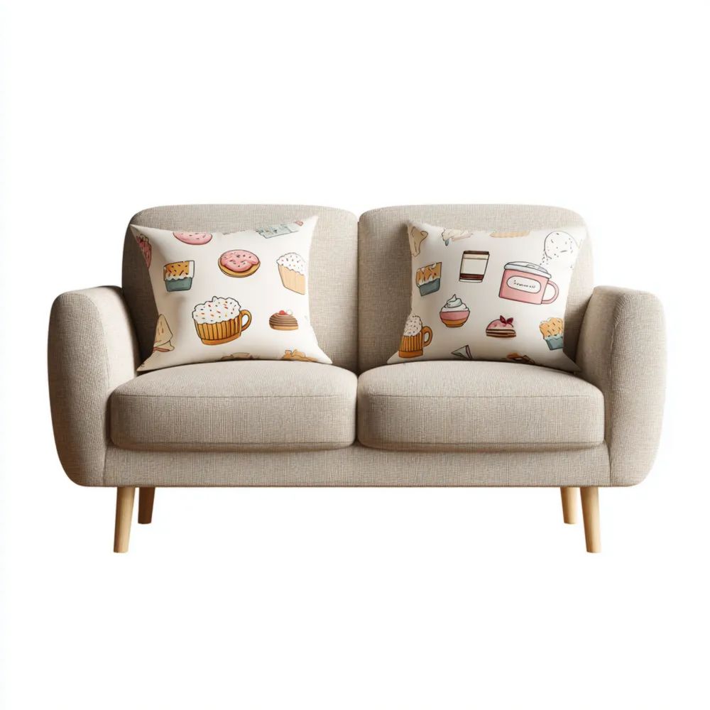 Divano a due posti in tessuto 145x85x80 cm - Beige - Design moderno