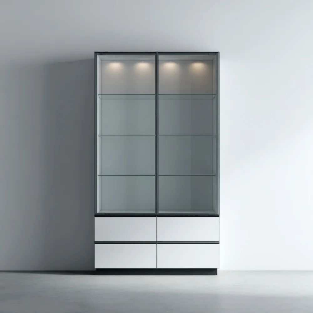 Vetrina in Vetro 200x90x40 cm - Bianco - Design Moderno