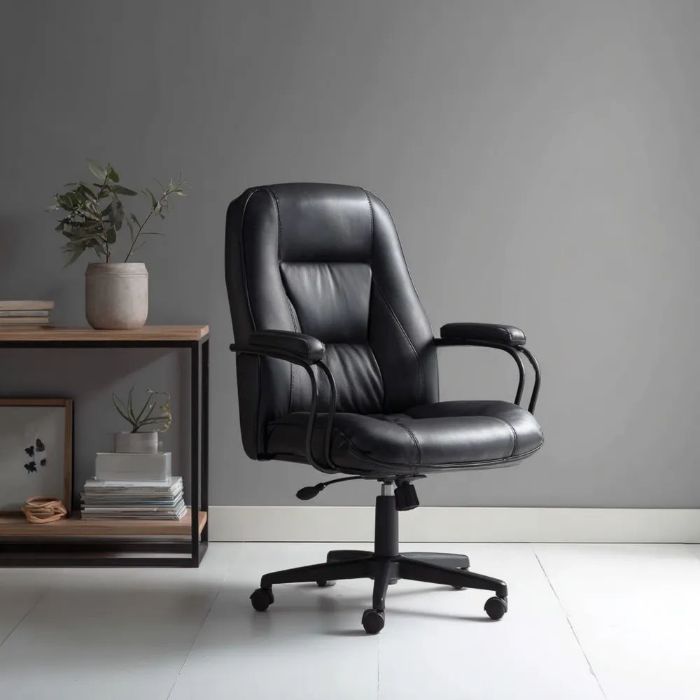 Sedia da ufficio in pelle regolabile 65x70x120 cm - Nero - Design ergonomico