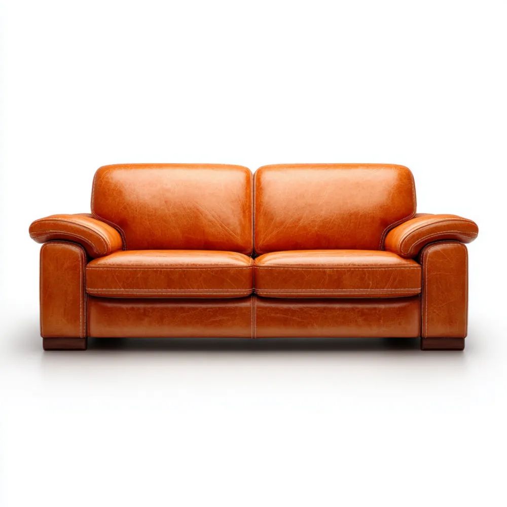 Divano a due posti in pelle 200x90x85 cm - Arancione - Design Classico