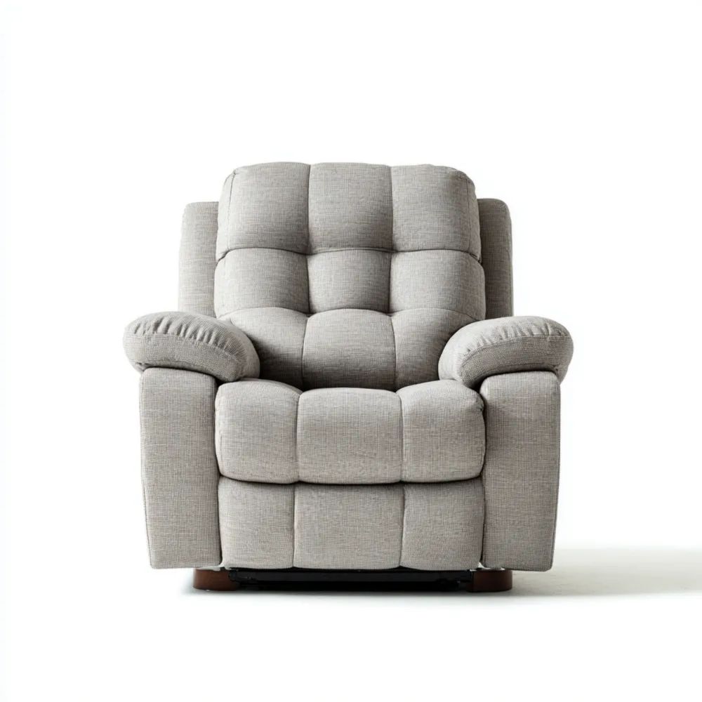 Poltrona Relax in Tessuto Imbottito 85x90x100 cm - Grigio Chiaro