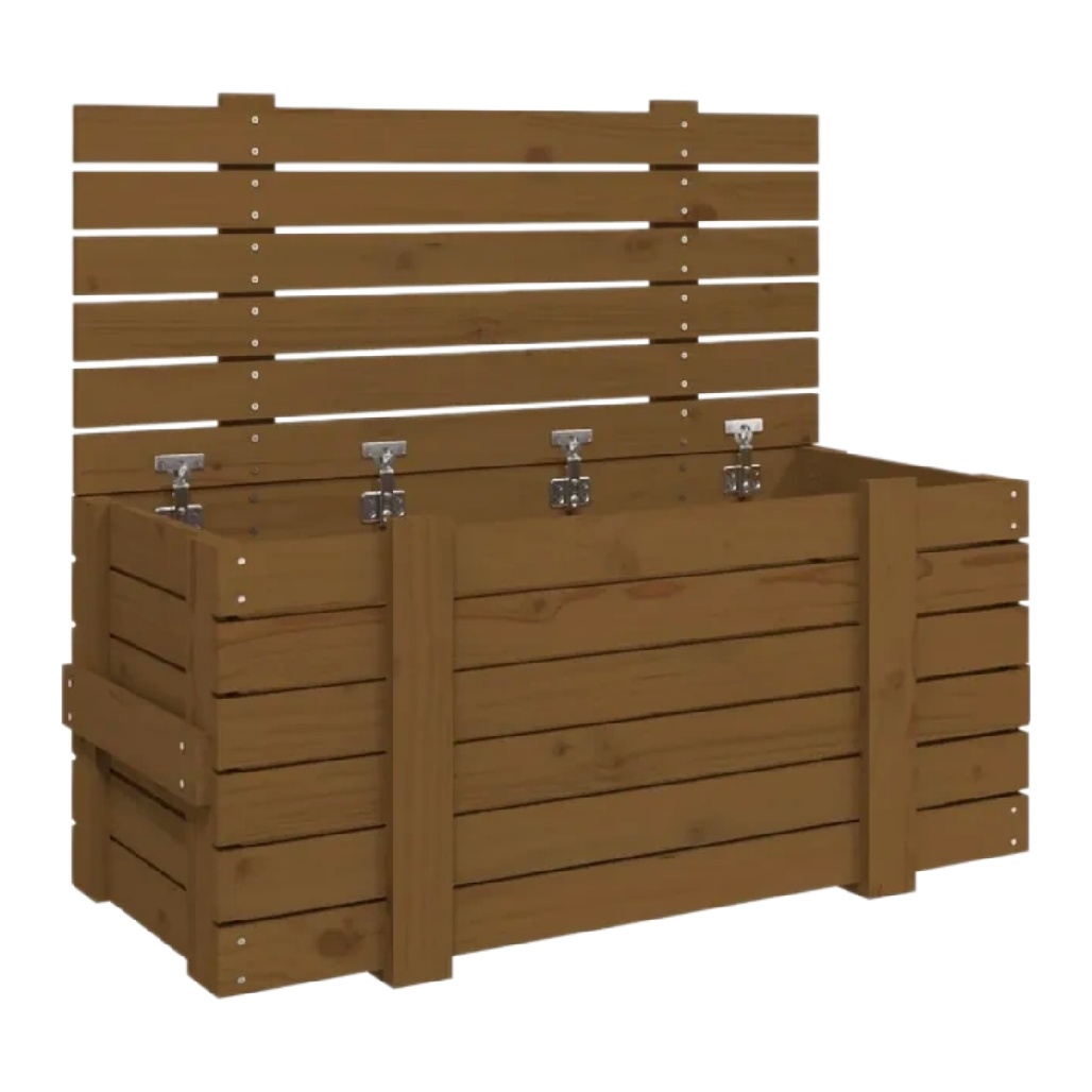 Grand Coffre de Rangement en Bois avec Couvercle à Charnières (Style Caisse)-woodviva