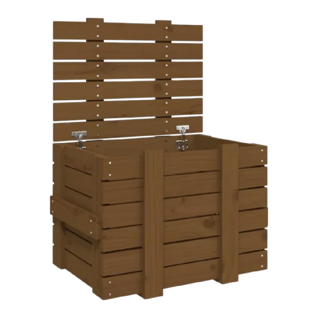 Petit Coffre de Rangement Carré en Bois avec Couvercle à Charnières-woodviva