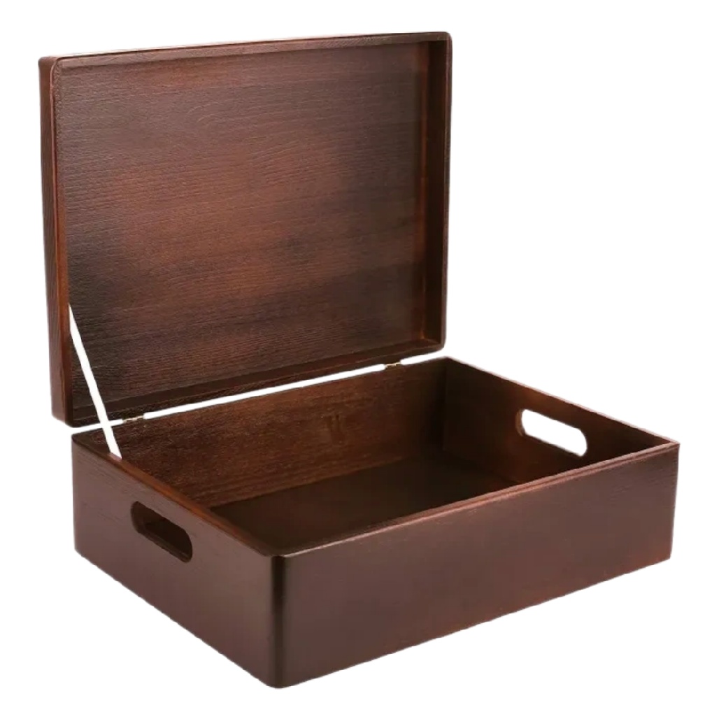 Boîte de Rangement Élégante en Bois de Noyer avec Couvercle et Poignées Intégrées-woodviva