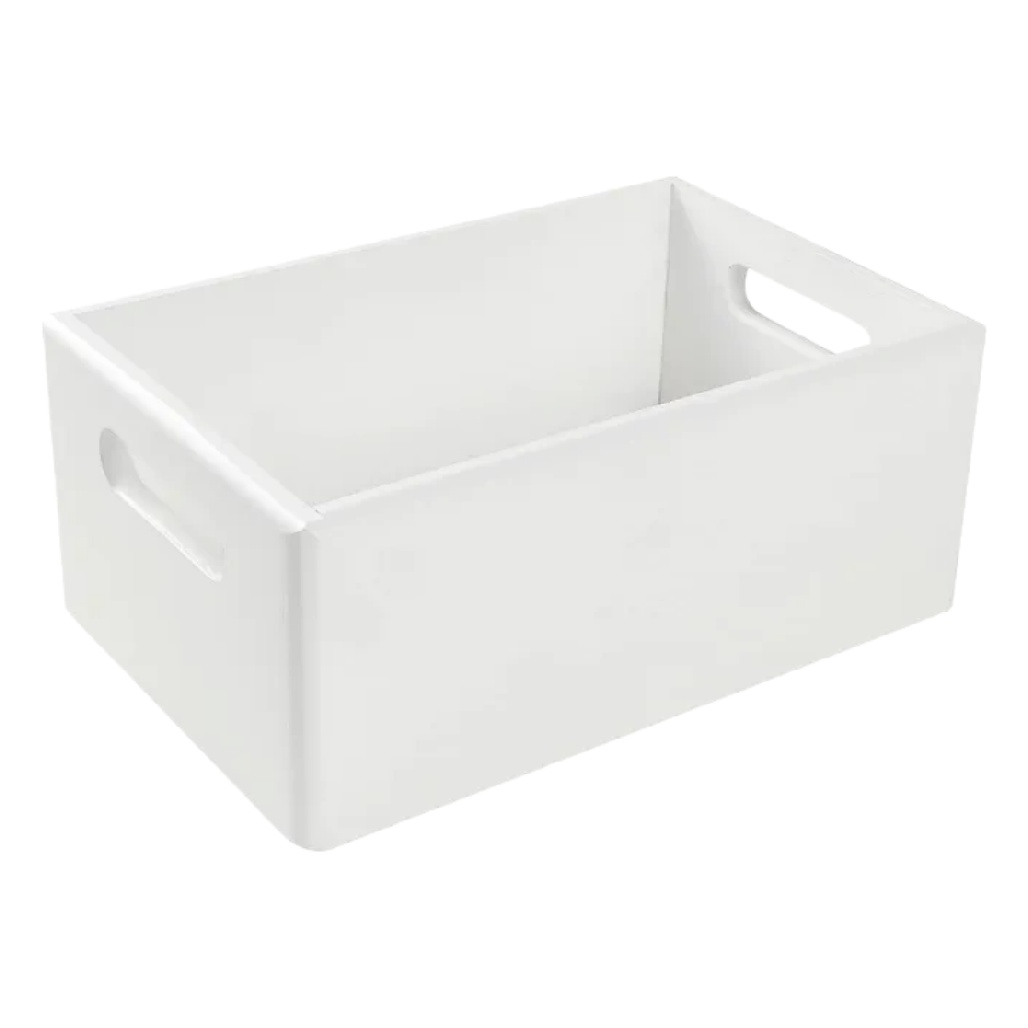Petite Cagette de Rangement en Bois Blanc avec Poignées Découpées-woodviva