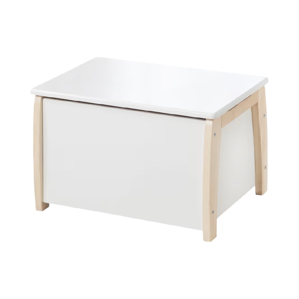 Coffre de Rangement Scandinave en Bois Blanc - Boîte à Jouets Moderne-woodviva