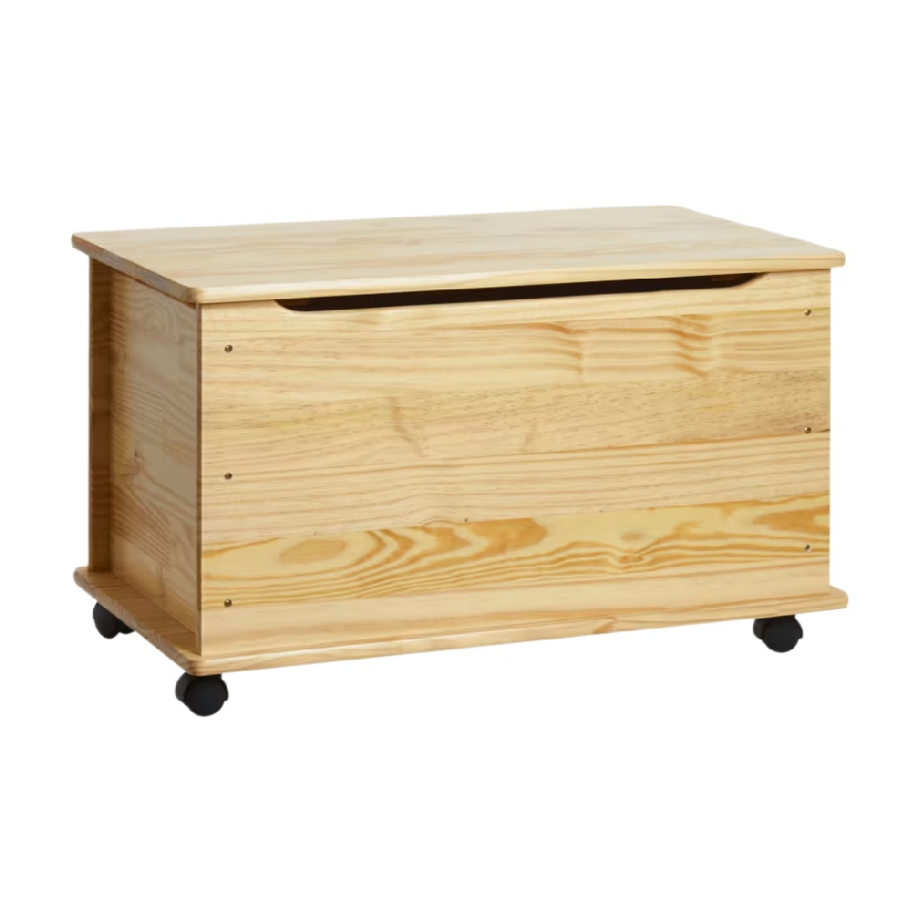 Coffre de Rangement en Pin avec Roulettes - Boîte à Jouets Mobile Naturelle-woodviva