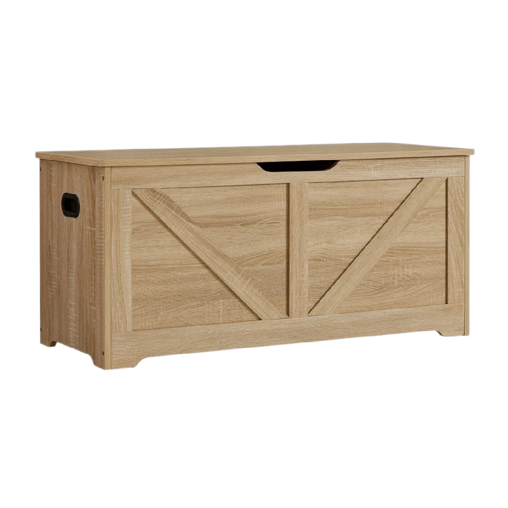 Coffre de Rangement Style Maison de Campagne - Banc à Jouets en Chêne-woodviva