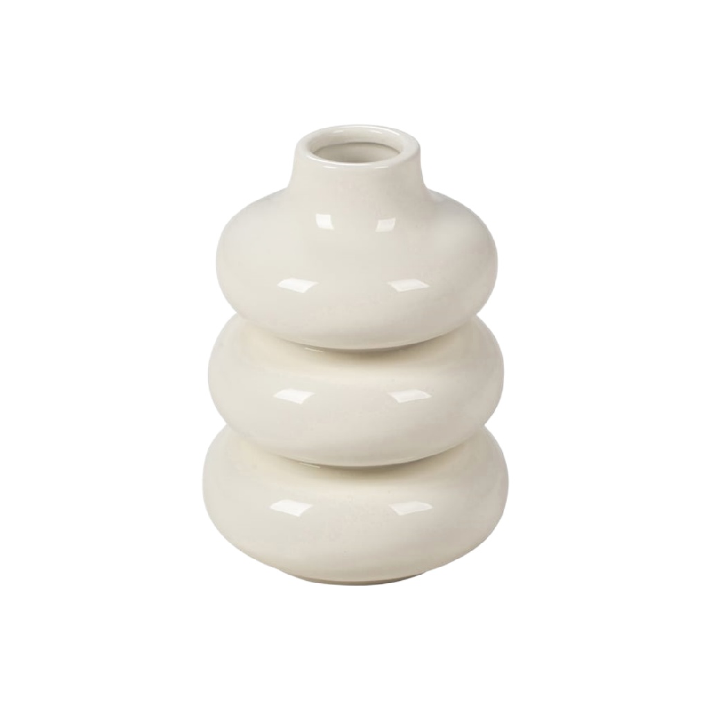 Vase Bulles Empilées en Céramique Blanche (Design Minimaliste Sculptural)-oakcarve